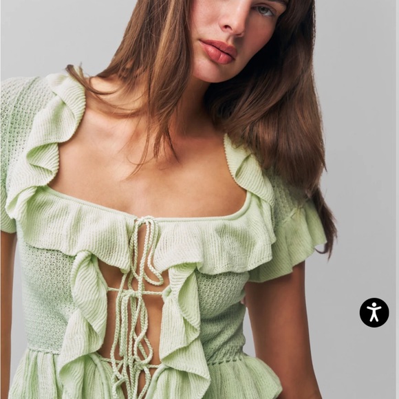 Guizio Ruffle Knit Tie Top - Picture 4 of 4